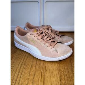 PUMA Suede Classic Trainers‎ Sneakers in Pink & White Low Top Size 7